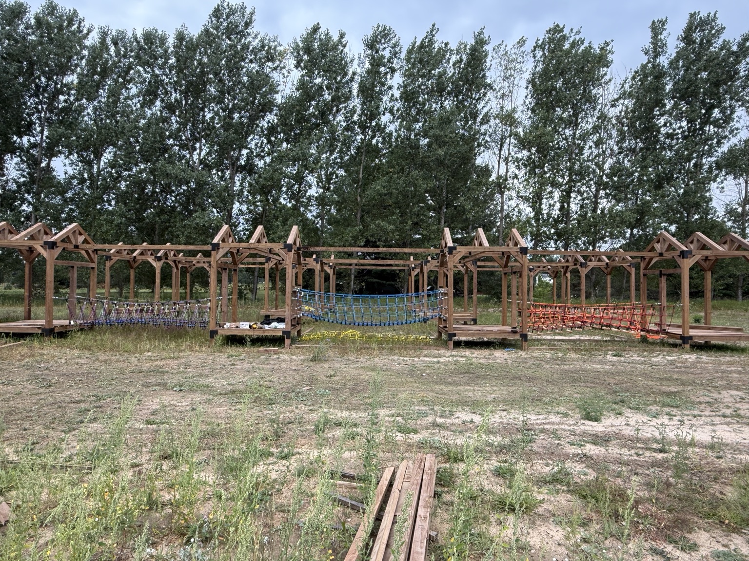 The Patriot Farms low ropes course under construction